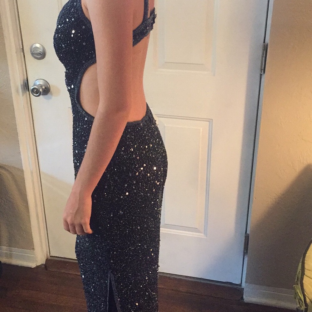SCALA black beaded prom dress